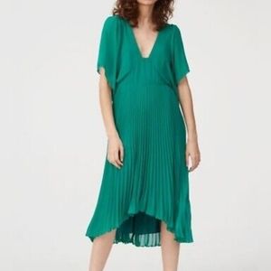 Club Monaco Size 0 Green Zorbina Pleated Hi-Low Dress